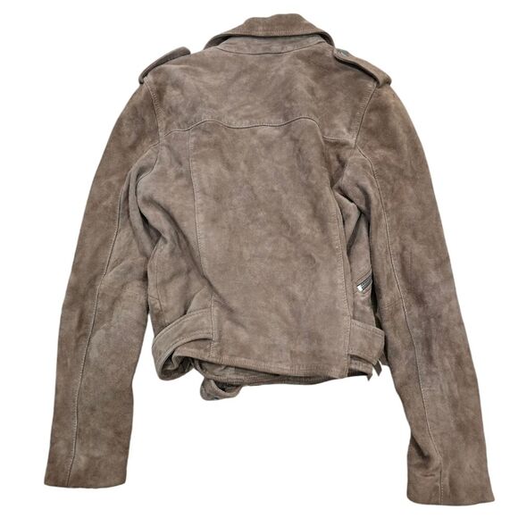 All Saints plait Balfern Suede Moto biker Jacket - Picture 2 of 7